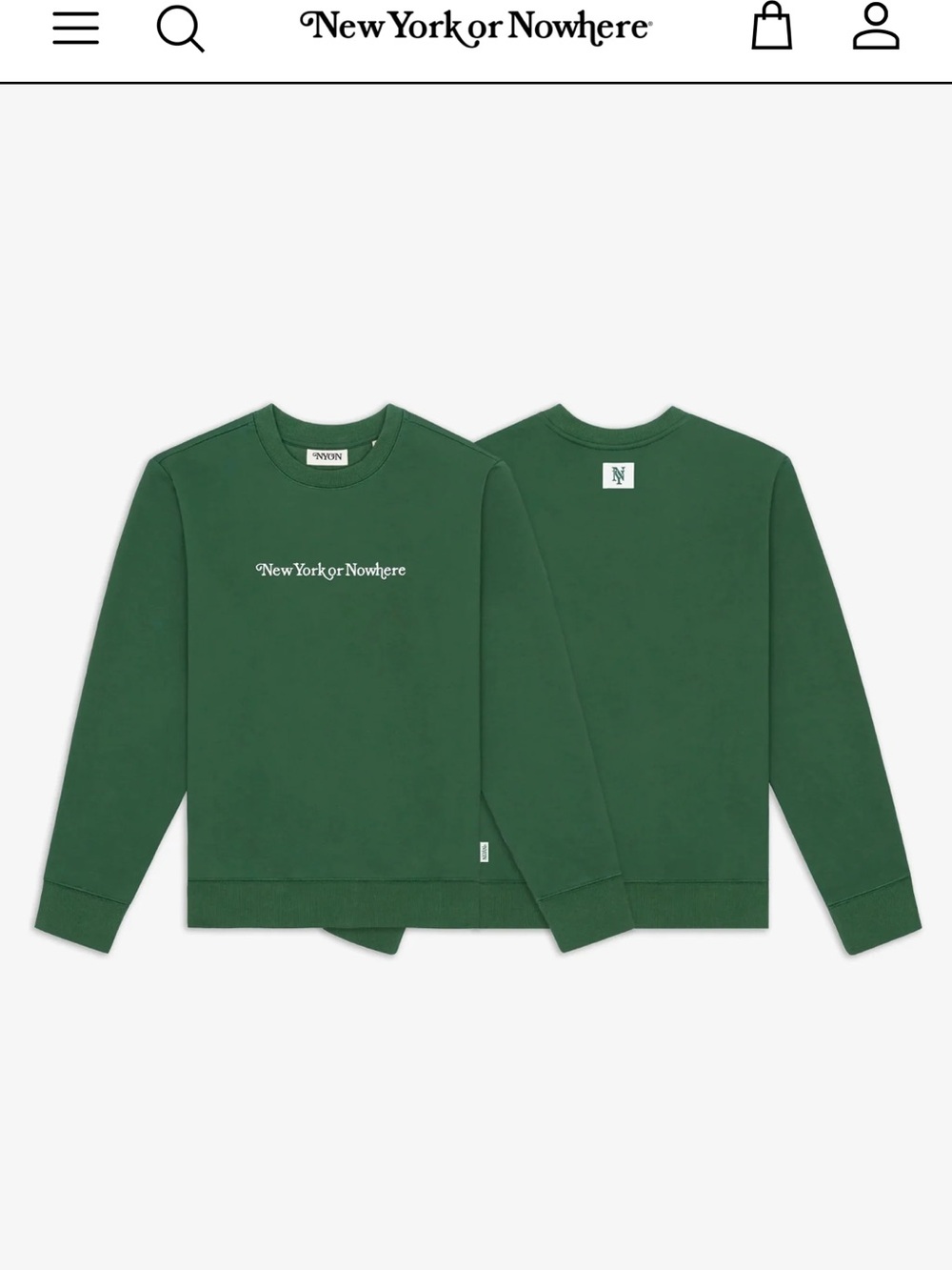 NewYorkorNowhere Classic Forest Green Crewneck Sweatshirt